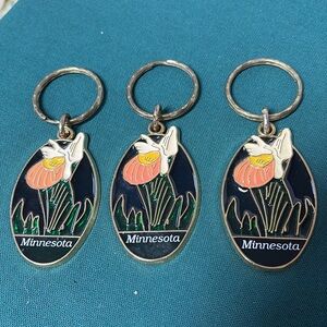 Set of 3 Minnesota Flower Key Fob.